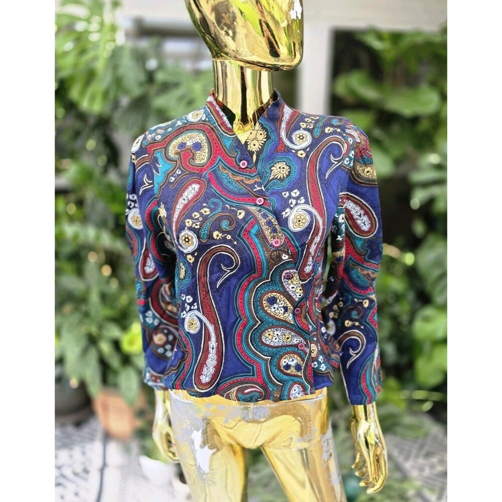 Vtg François Viannay Paris Anastasia Blouse Women’s 36 (S) 100% Wool Paisley